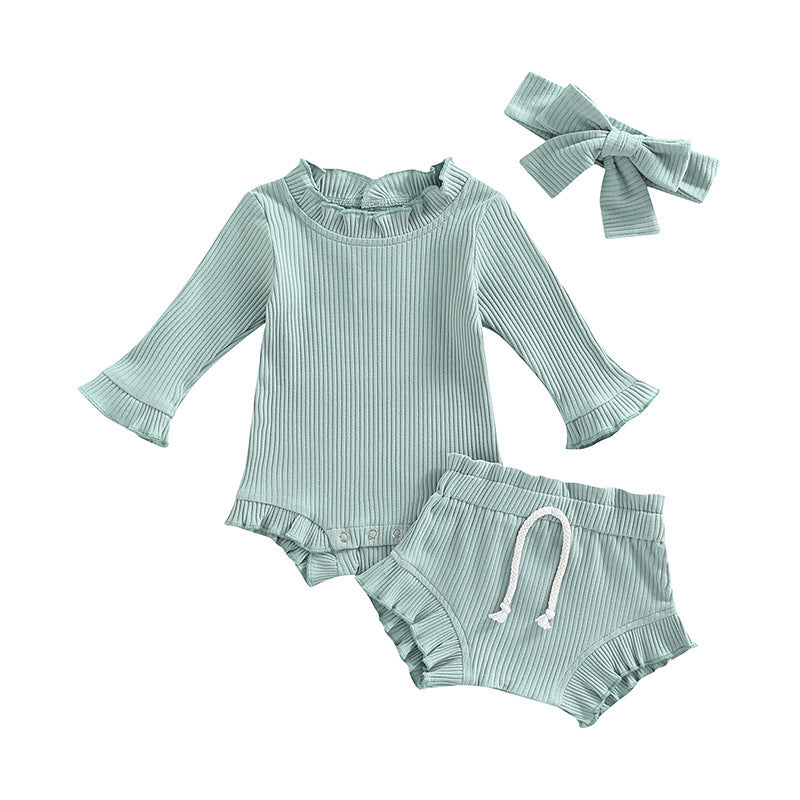 Sunken Stripe Romper Blouse And Pants