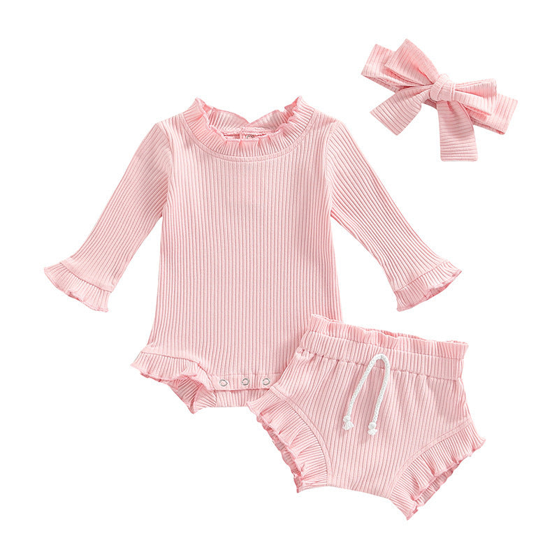 Sunken Stripe Romper Blouse And Pants
