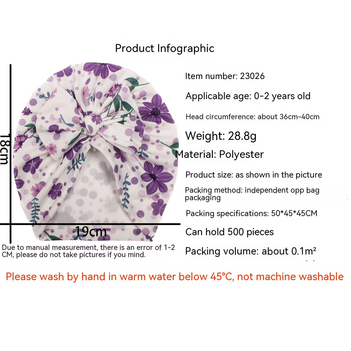 Polyester Baby Bow Hat Creative Printing Girls' Hat Infants Baby Hat