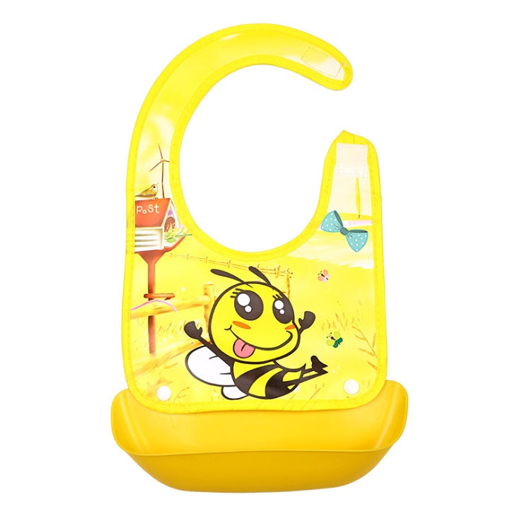 Cartoon baby PVC three-dimensional bib Increase baby bib Waterproof silicone children's dinner pocket