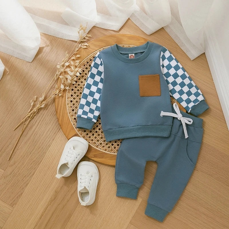 Autumn And Winter Solid Color Lace-up Sweatpants 2-piece Children's Fashion Casual