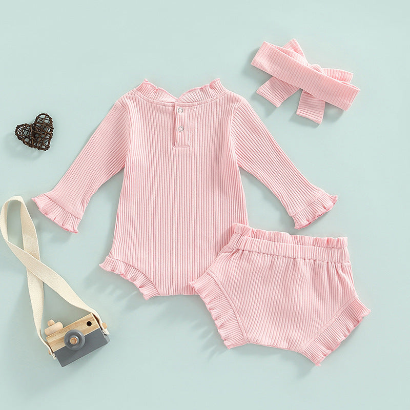 Sunken Stripe Romper Blouse And Pants