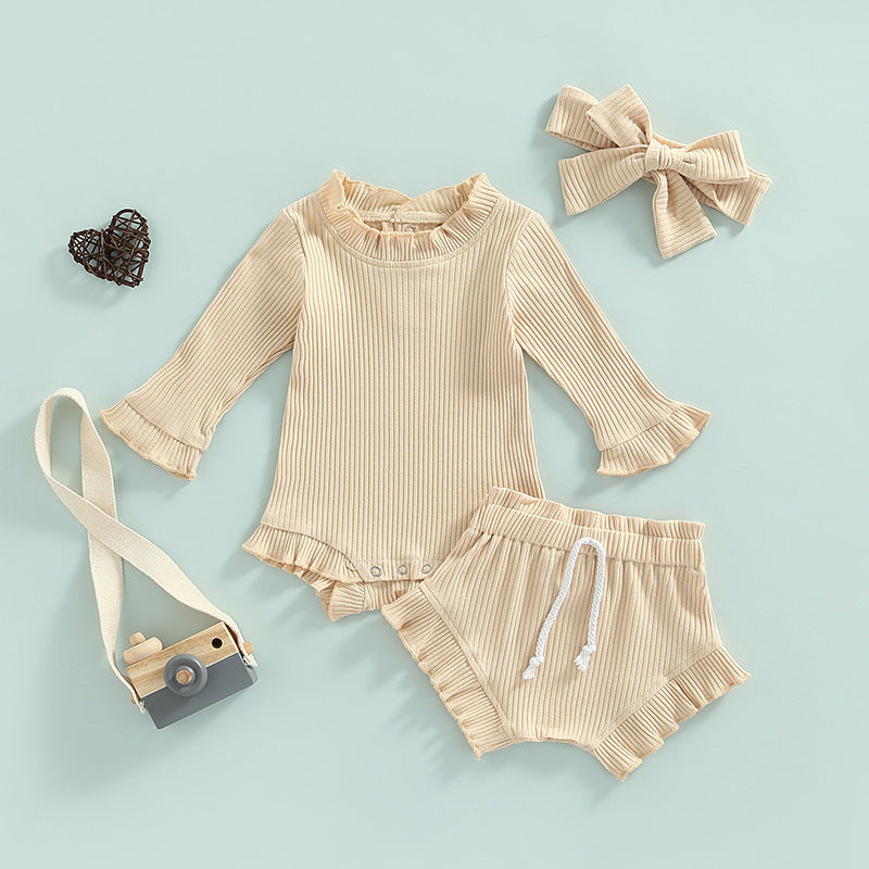 Sunken Stripe Romper Blouse And Pants