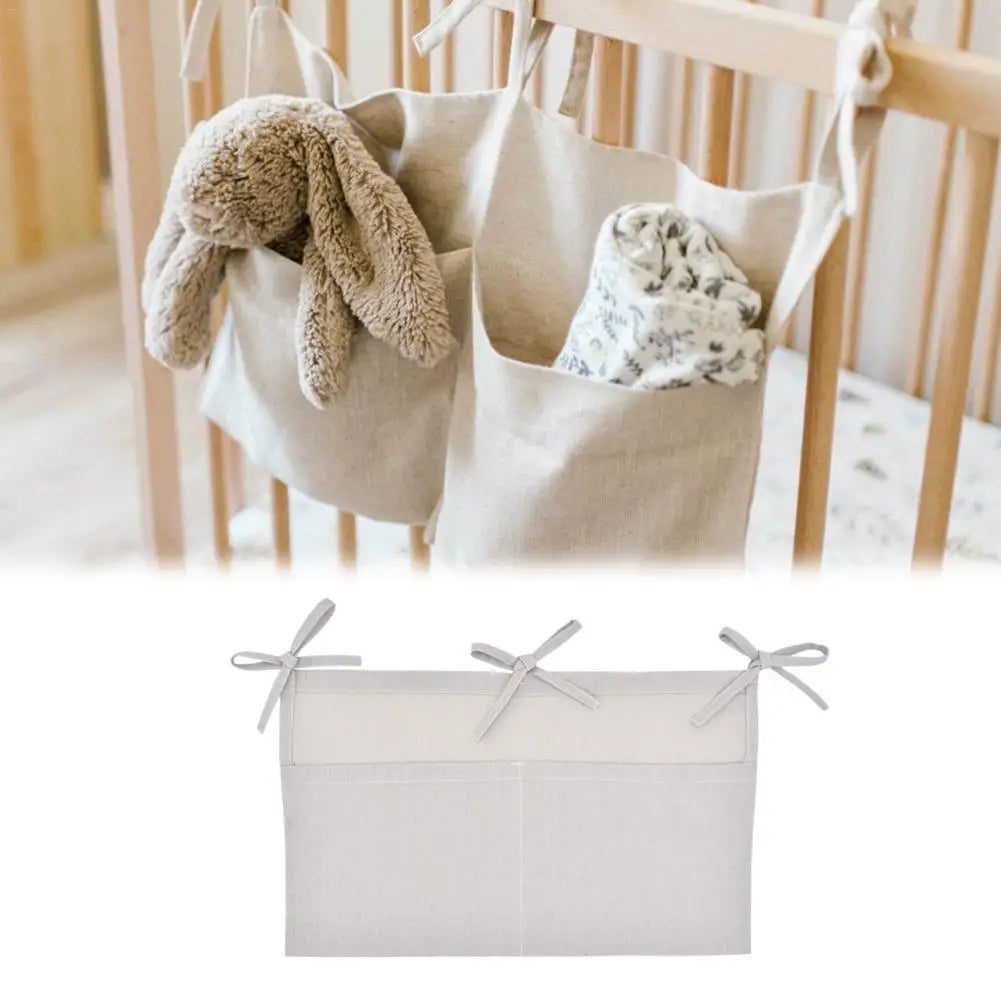 Baby Bed Hanging Storage Bags Cotton Newborn Crib Organizer Toy Diaper Pocket For Crib Bedding Set Accessories Nappy Store Bags