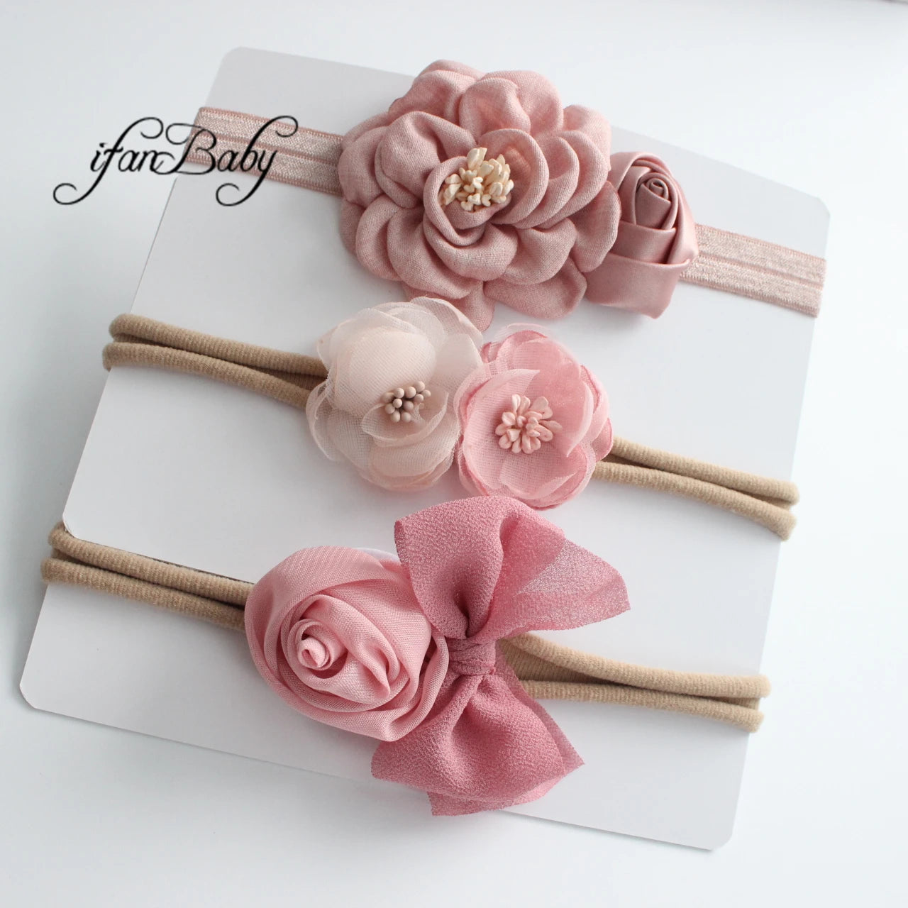 Chic burn flower headband kids girl nylon elastic headband Fabric flower headband