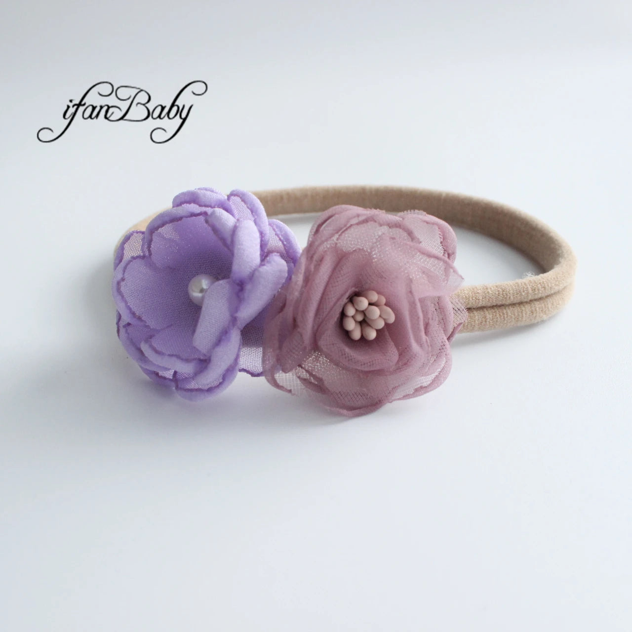 Chic burn flower headband kids girl nylon elastic headband Fabric flower headband