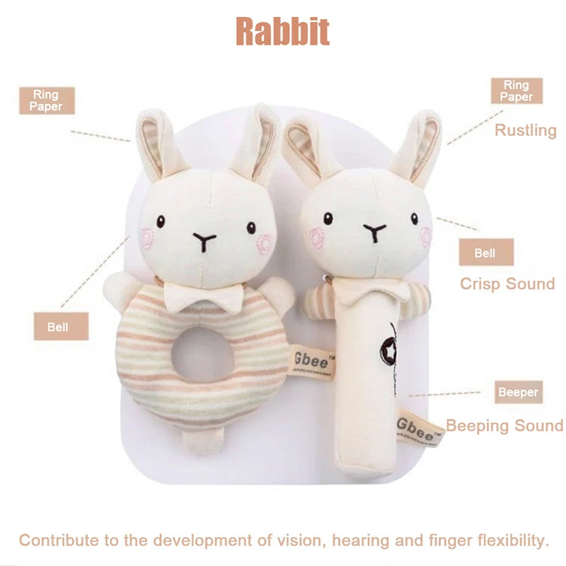 Baby Rattles Soft Cartoon Cute Plush Animal Rattles Toys Child Educational Handbells Soft Toddler Baby Comfort Toys