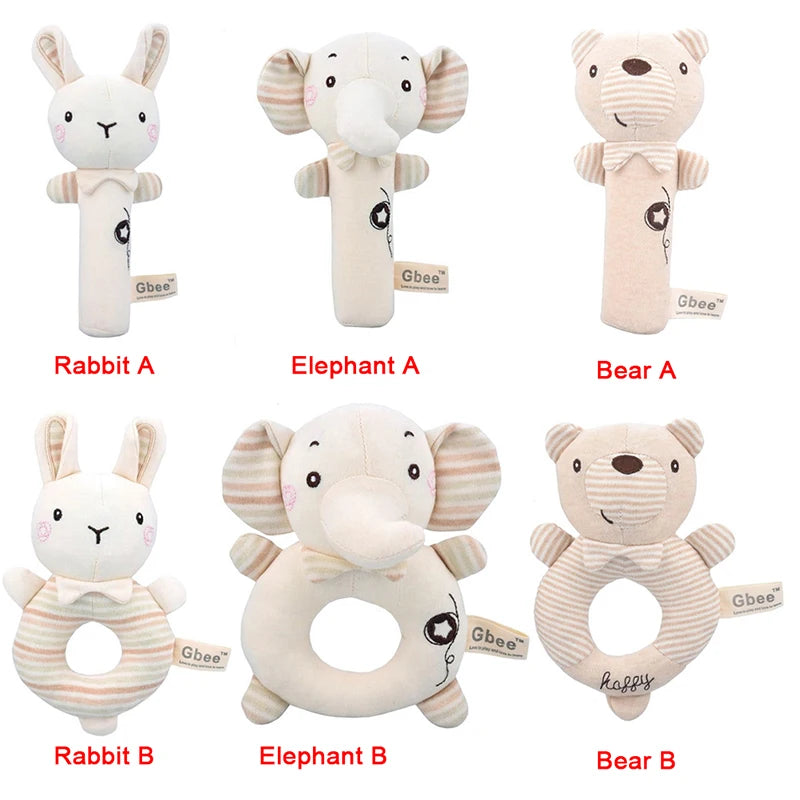 Baby Rattles Soft Cartoon Cute Plush Animal Rattles Toys Child Educational Handbells Soft Toddler Baby Comfort Toys