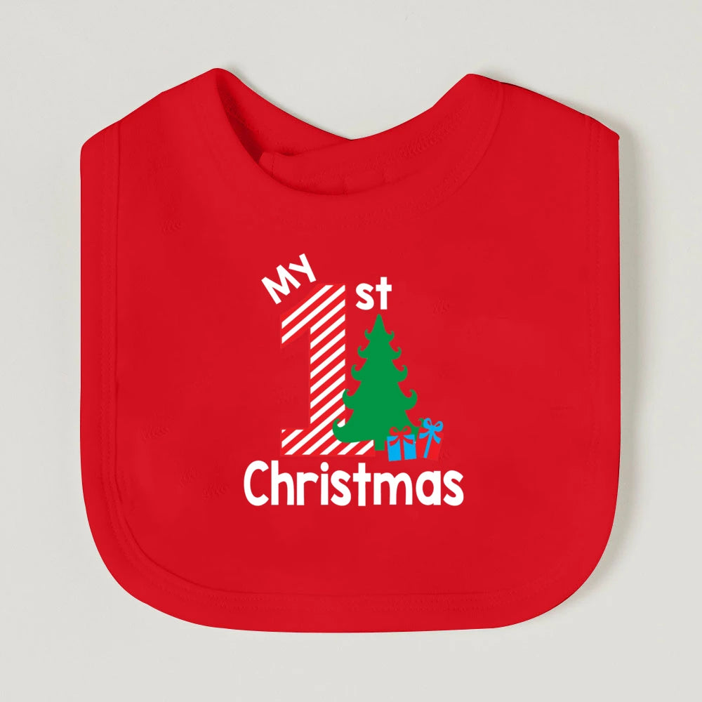 My First Christmas Baby Bib Bibs Christmas Vibes Newborn Red Cotton Saliva Towel Xmas Party Bib Holiday Shower Gift for Infant