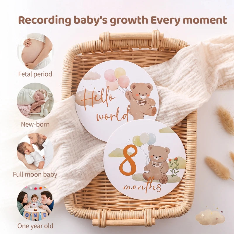 Baby Paper Milestone Number Monthly Memorial Cards Baby Engraved Age Photography Props Accessories For Newborn Birthing Gift