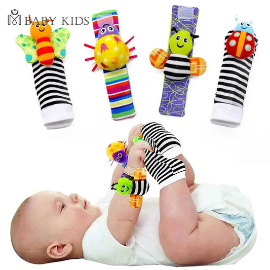 Baby Games Plush Rattle Socks Sensory Toys For Babies Newborn Accessories Stuffed Animal Wrist Rattle Baby Toys 0 3 6 12 Months