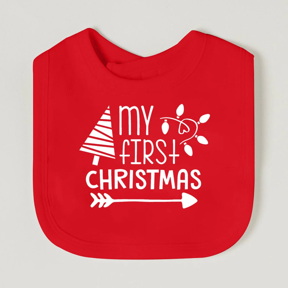 My First Christmas Baby Bib Bibs Christmas Vibes Newborn Red Cotton Saliva Towel Xmas Party Bib Holiday Shower Gift for Infant