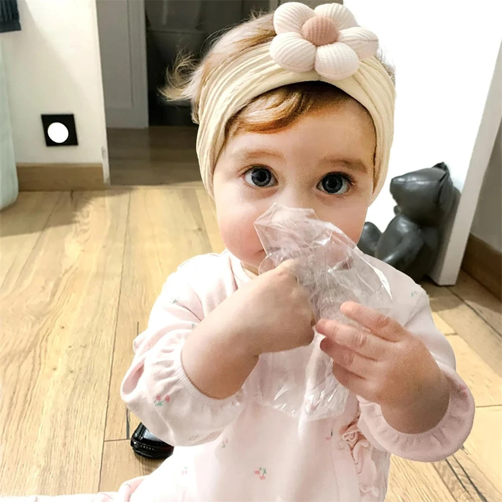 3Pcs Baby Headbands Newborn Baby Girl Flower Nylon Headbands Soft Children Turban For Babies Toddler Kids Baby Hair Accessories