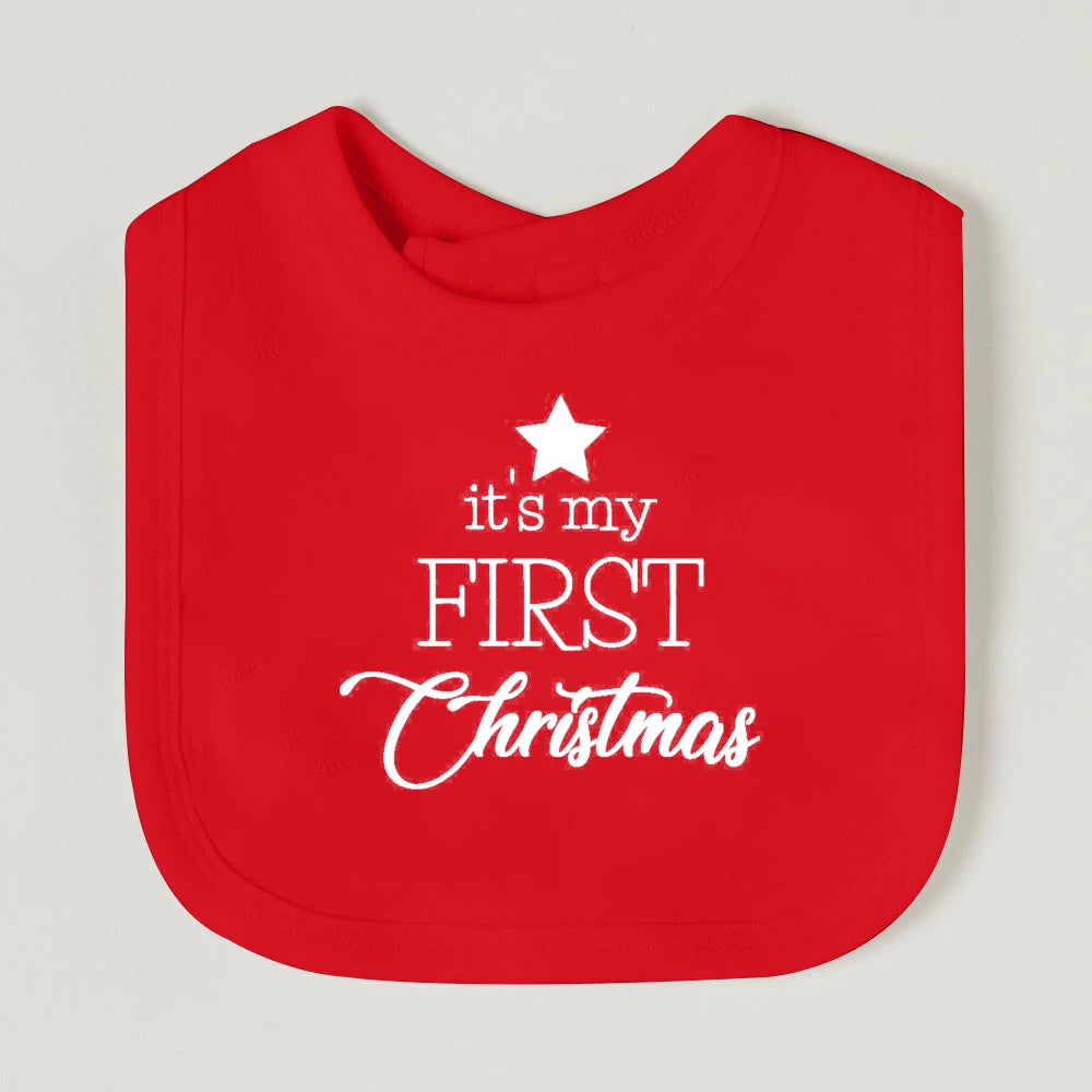 My First Christmas Baby Bib Bibs Christmas Vibes Newborn Red Cotton Saliva Towel Xmas Party Bib Holiday Shower Gift for Infant