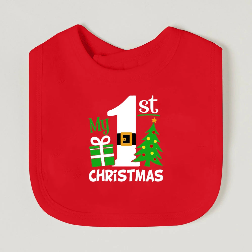 My First Christmas Baby Bib Bibs Christmas Vibes Newborn Red Cotton Saliva Towel Xmas Party Bib Holiday Shower Gift for Infant