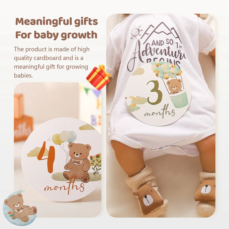 Baby Paper Milestone Number Monthly Memorial Cards Baby Engraved Age Photography Props Accessories For Newborn Birthing Gift