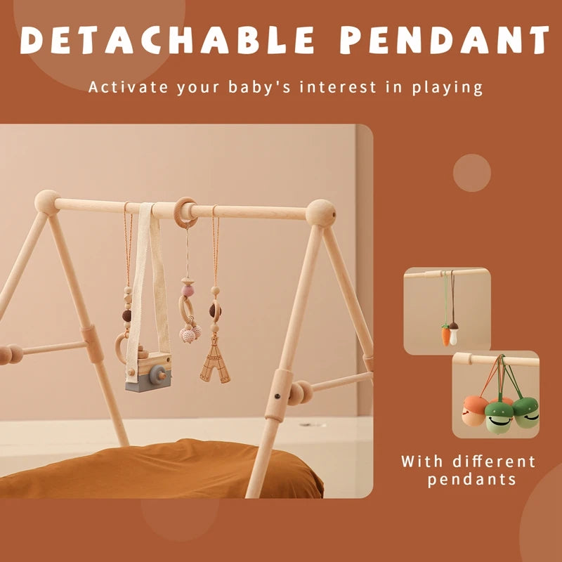 1 Set Of Wooden Baby Gym Newborn Activity Fitness Stand  Baby Pendant Crib Decoration Baby Accessories Rattle Toy Gifts For Baby