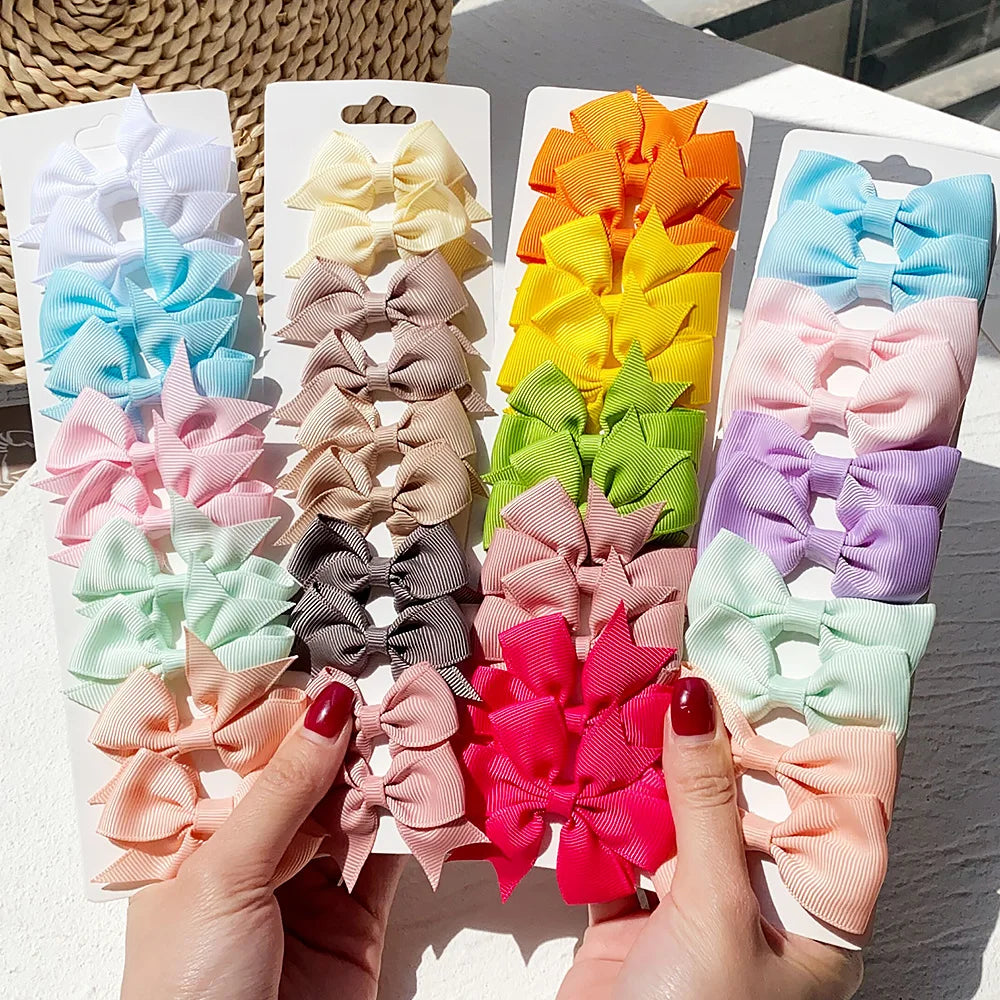 10/20Pcs Grosgrain Ribbon Bowknot Hair Clips For Cute Girls Colorful Bows Clip Hairpin Barrettes Headwear Baby Hair Accessories