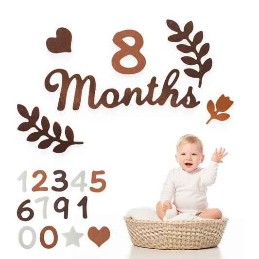 0-10 Digital Milestones Newborn Baby Milestone Wool Felt Digital Milestone Card Baby Newborn Photo Accessories Photography Gifts