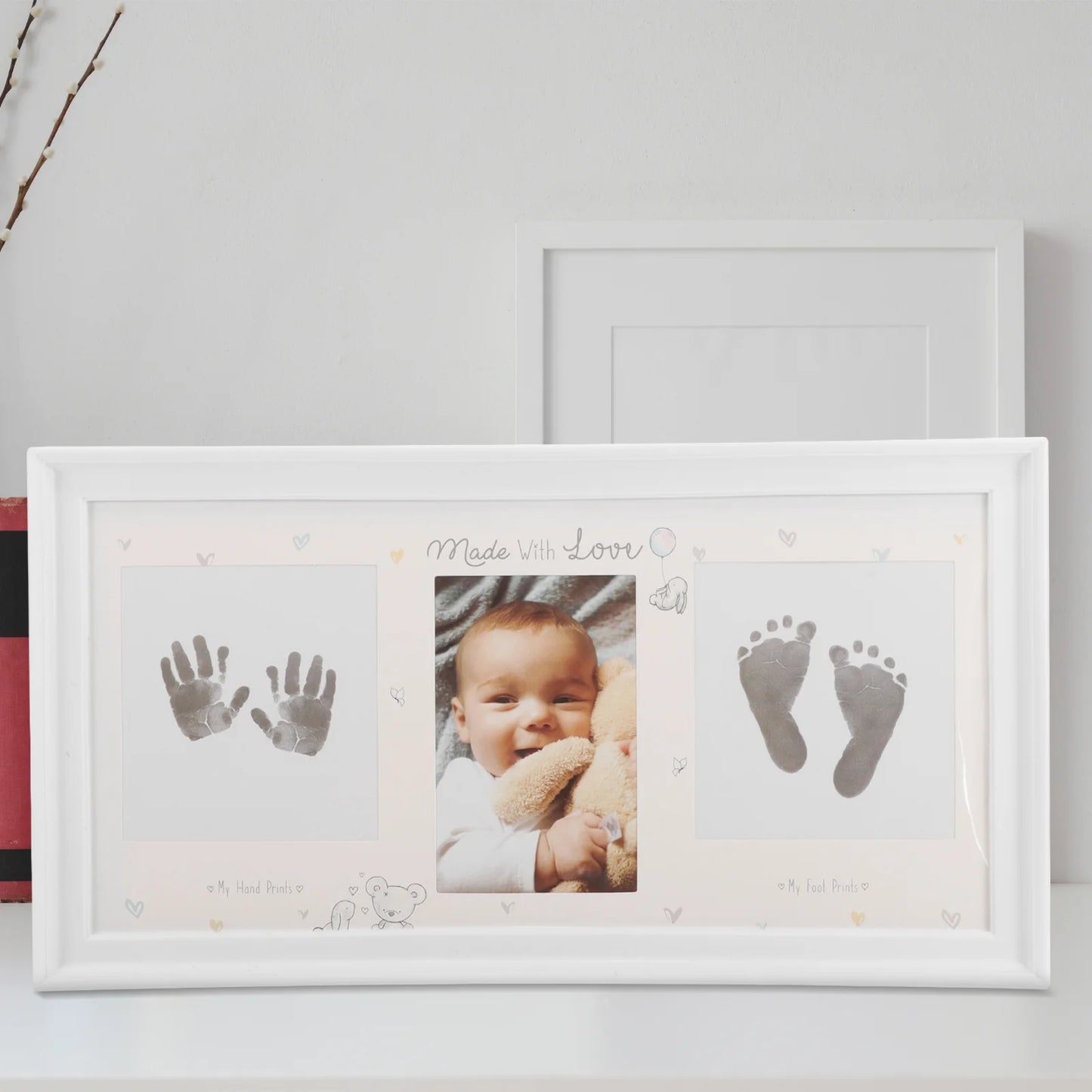 Hand Foot Print Photo Framesss Newborn Footprint Photo Framessss Baby Handprint Ornament Kit Pvc Ink Pad for Keepsake