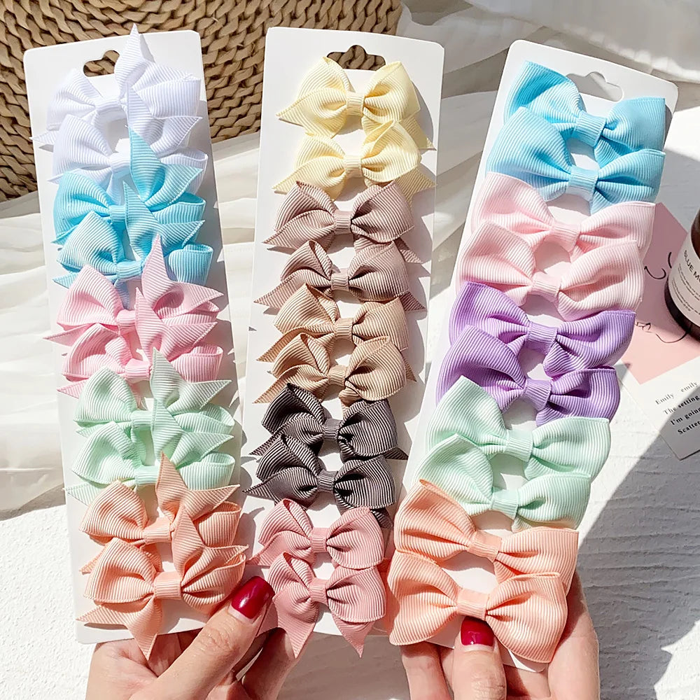 10/20Pcs Grosgrain Ribbon Bowknot Hair Clips For Cute Girls Colorful Bows Clip Hairpin Barrettes Headwear Baby Hair Accessories