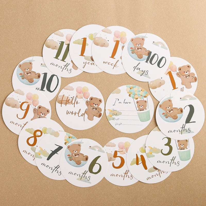 Baby Paper Milestone Number Monthly Memorial Cards Baby Engraved Age Photography Props Accessories For Newborn Birthing Gift