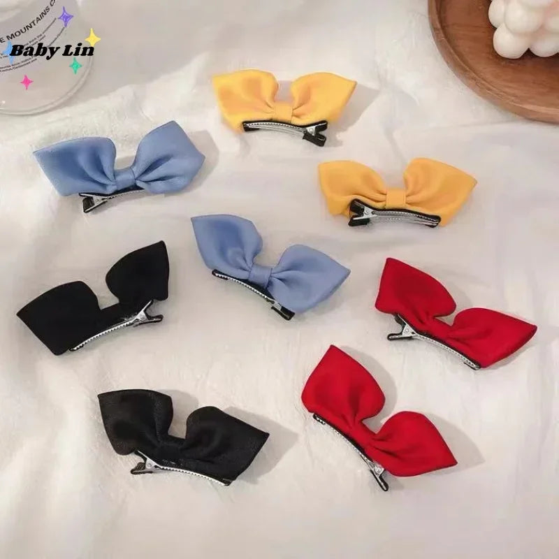 2 Pcs/Set 5cm Korean Children Bow Headdress Hair Clips Girls Cute Barrettes Card Issuance Side Hairpins Fashion Accessories