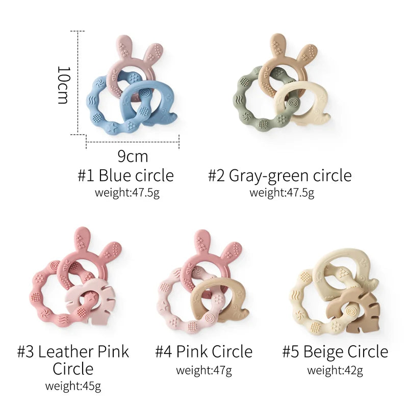 1Pcs Baby Silicone Teether Ring BPA Free Rattles Bracelet Food Grade Newborn Baby Accessories Cartoon Silicone Teething Toys