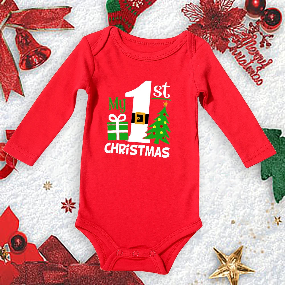 My First Christmas New Born Baby Bodysuits Clothes Ropa Toddler Girl Red Long Short Romper Jumpsuit Outfit Christmas Gifts