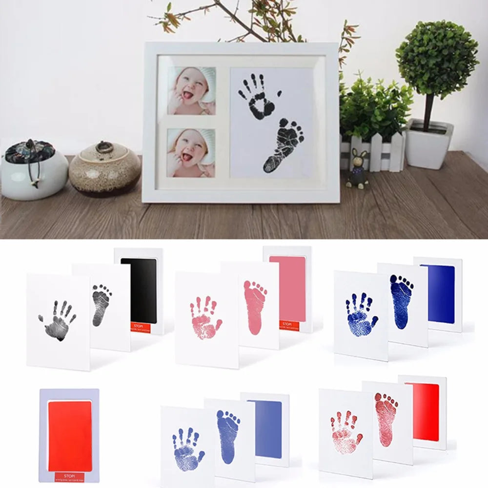 Baby Care Non-Toxic Baby Handprint Footprint Imprint Kit Baby Souvenirs Newborn Footprint Ink Pad Infant Tooth Mini Box Gifts