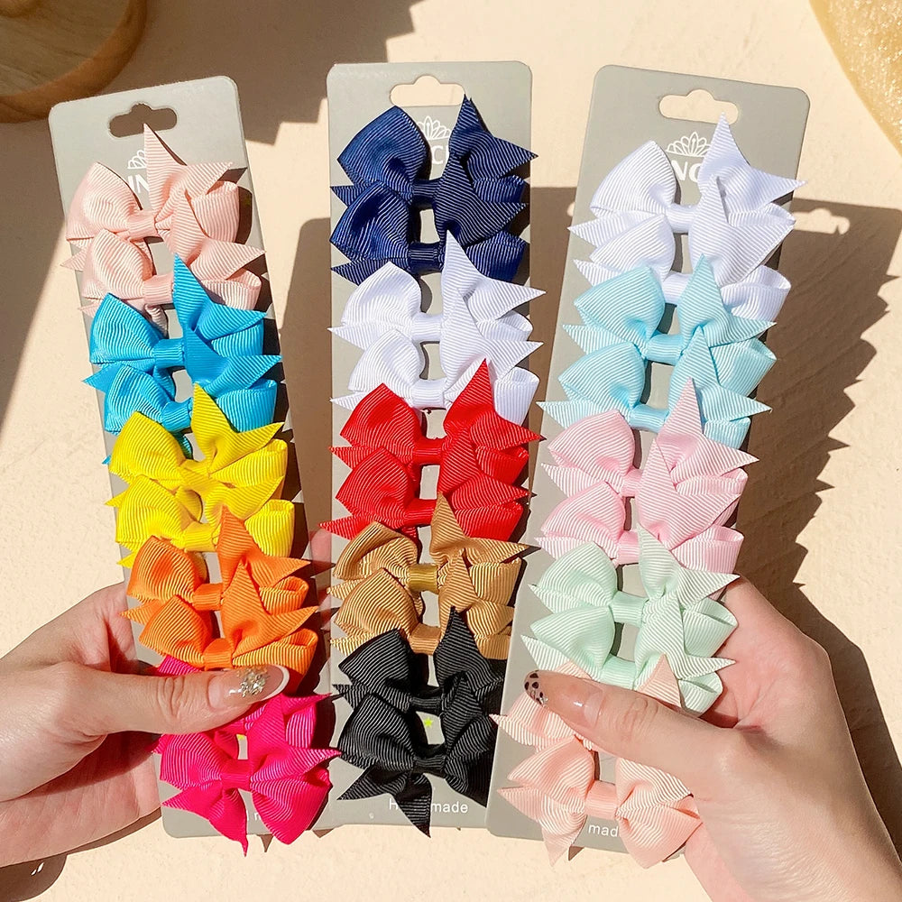 10/20Pcs Grosgrain Ribbon Bowknot Hair Clips For Cute Girls Colorful Bows Clip Hairpin Barrettes Headwear Baby Hair Accessories