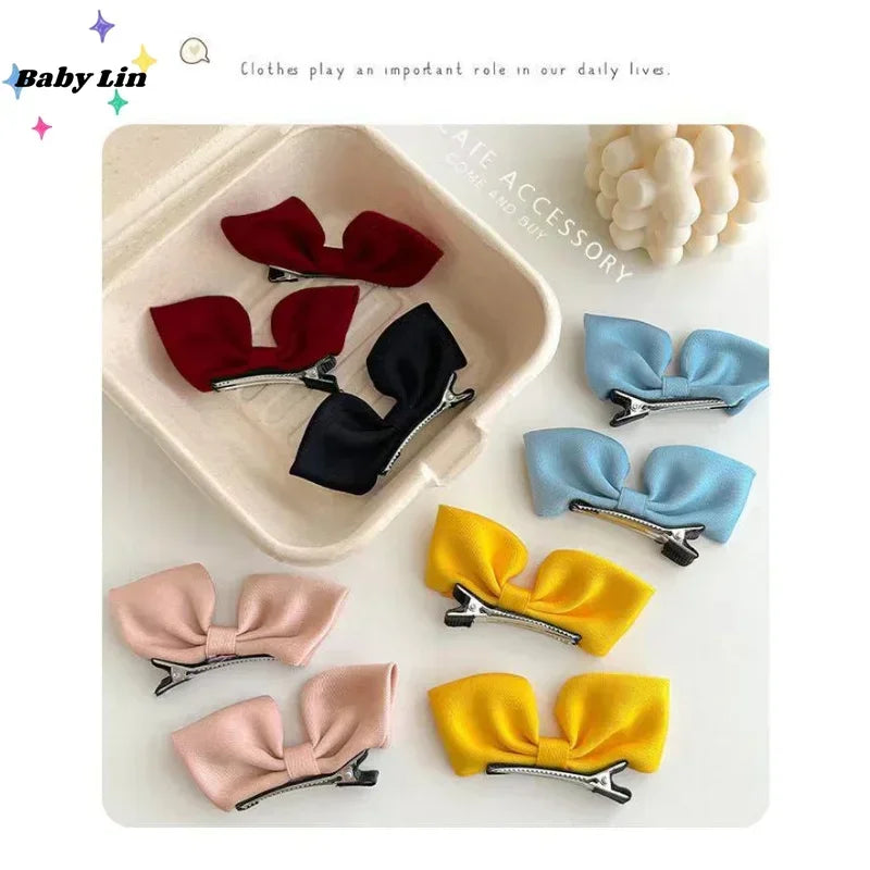 2 Pcs/Set 5cm Korean Children Bow Headdress Hair Clips Girls Cute Barrettes Card Issuance Side Hairpins Fashion Accessories