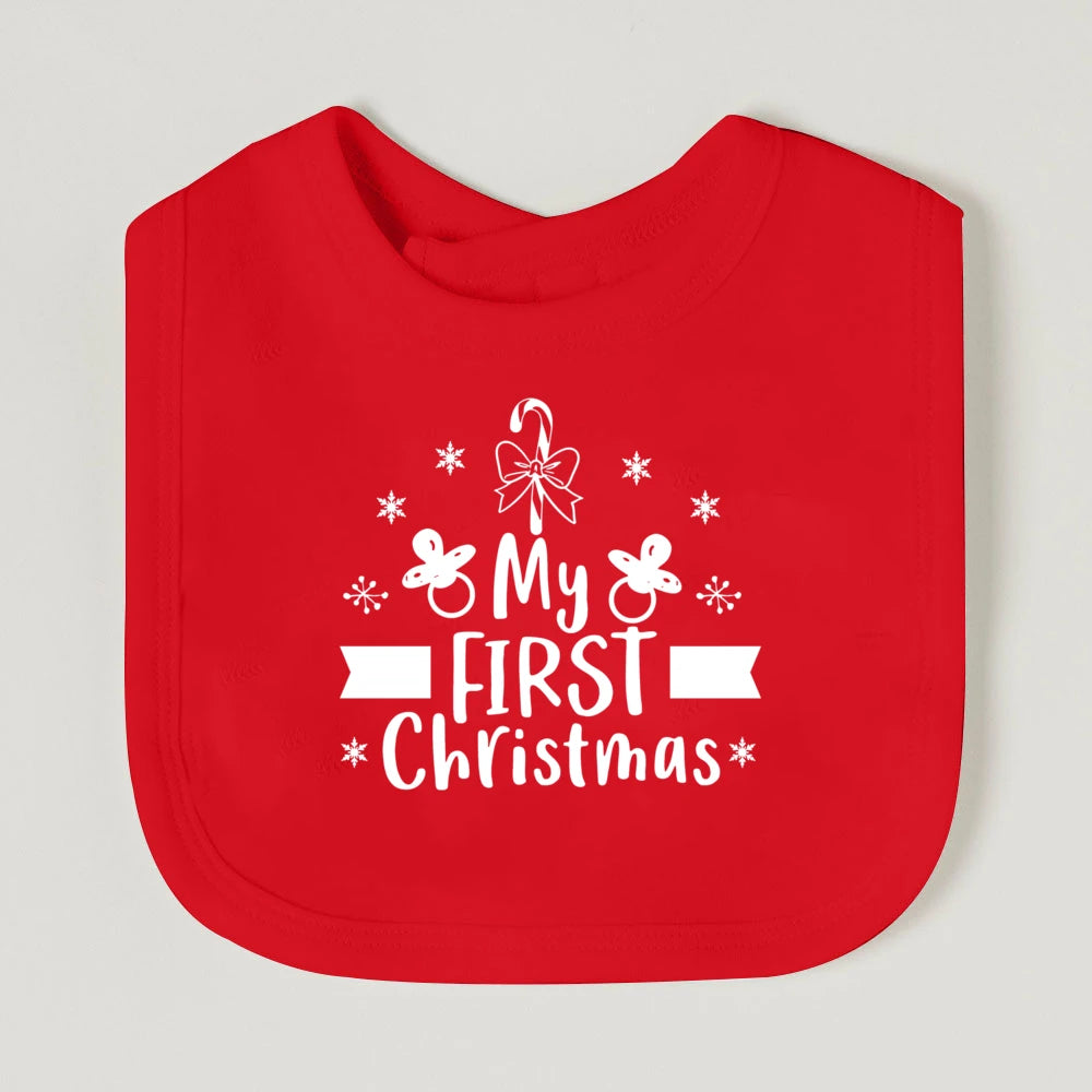 My First Christmas Baby Bib Bibs Christmas Vibes Newborn Red Cotton Saliva Towel Xmas Party Bib Holiday Shower Gift for Infant