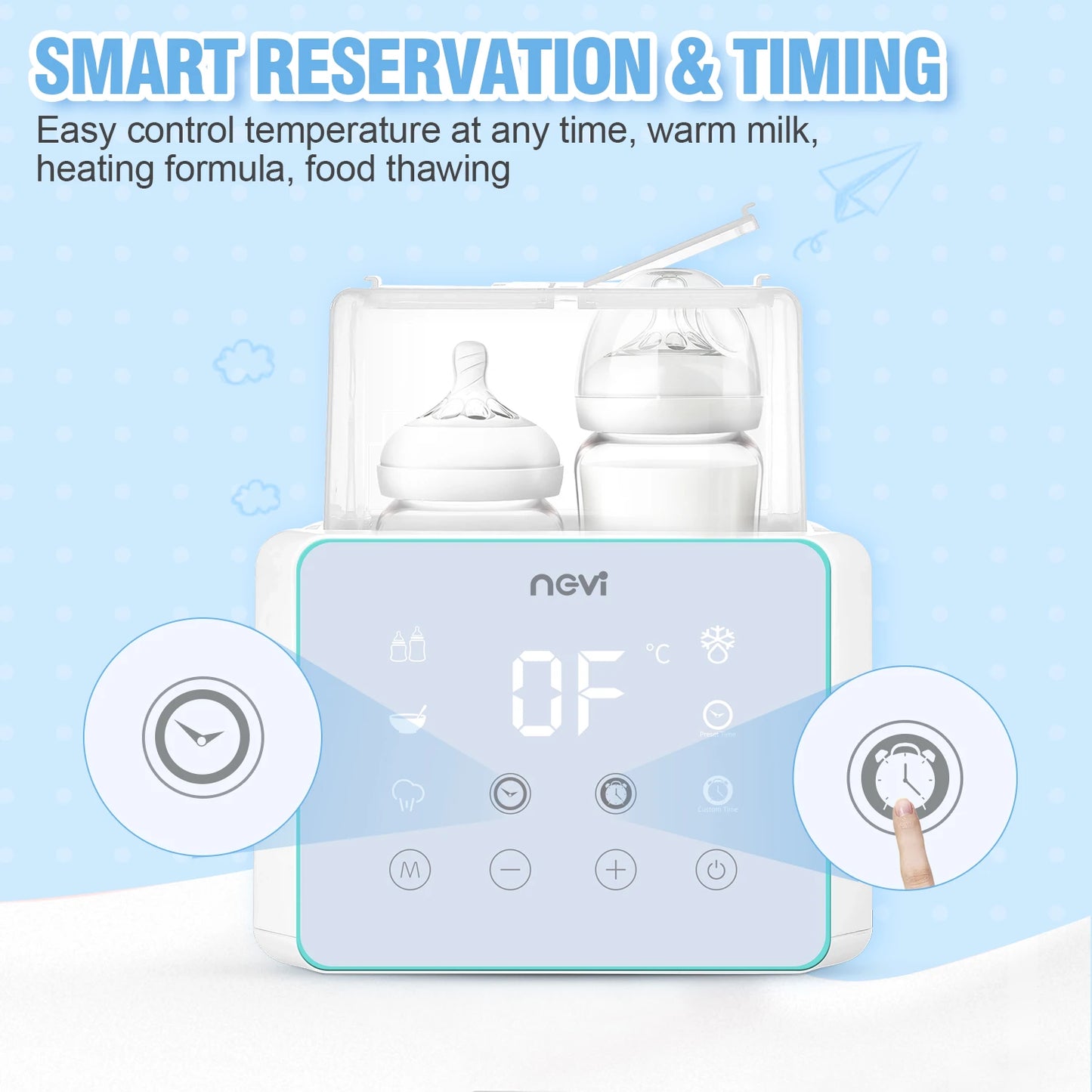 Baby Bottle Warmer & Bottle Sterilizer, Double Bottle Warmer for Breast Milk, LCD Display Accurate Temperature Control