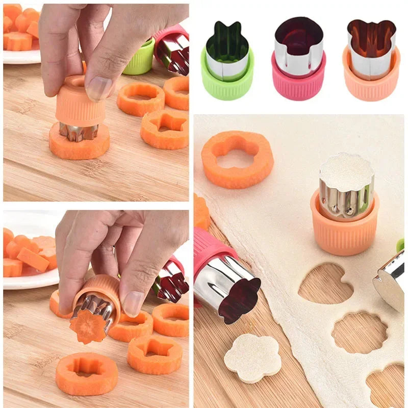 3Pcs Baby Food Cutter Cute Cartoon Shape Star Heart Vegetables Fruit Cutting Die Cookie Mould Baby Feeding Accessories