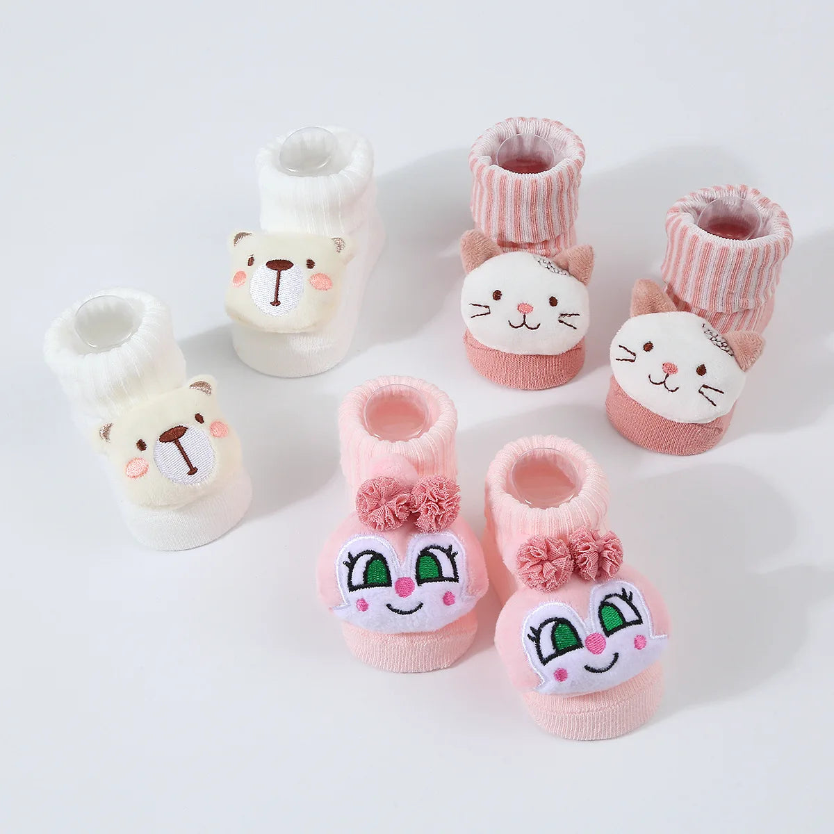 Cute Cartoon Doll Newborn Socks Spring New Baby Soft Solid Prewalker Knitted Sock For Girls Boys Infant Knitting Floor Socks