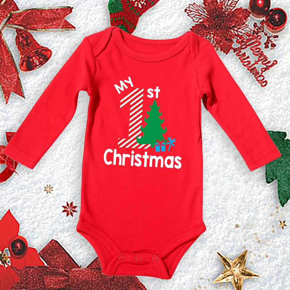 My First Christmas New Born Baby Bodysuits Clothes Ropa Toddler Girl Red Long Short Romper Jumpsuit Outfit Christmas Gifts