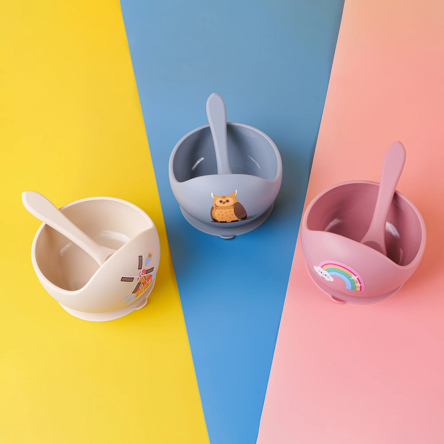 Children Silicone Suction Cup Bowl Feeding Tableware Infant Non-slip Training Learning to Eat Bowl Baby Complementary Bowl