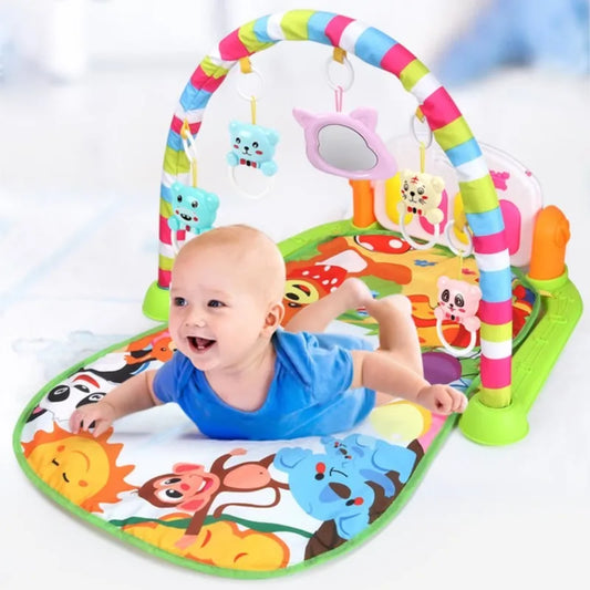 Baby Fitness Piano Keyboard Mat Fitness Rack Newborn Play Blanket For Home Cute Animal Baby Indoor Crawling Activity Mat Toys