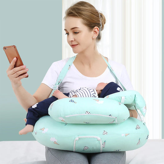 Nursing Pillow for Breastfeeding Plus Size Breastfeeding Pillows for Baby with Adjustable Waist Strap and Removable Cotton Cover