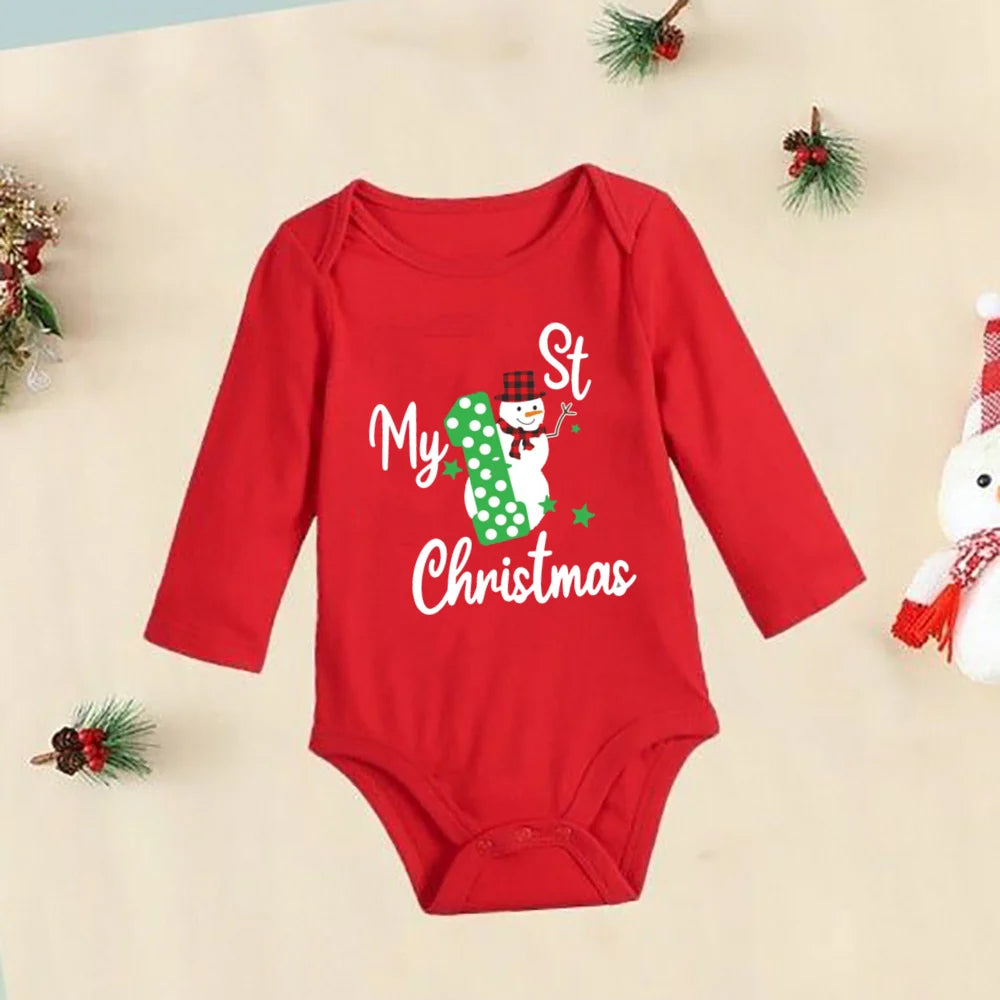 My First Christmas New Born Baby Bodysuits Clothes Ropa Toddler Girl Red Long Short Romper Jumpsuit Outfit Christmas Gifts