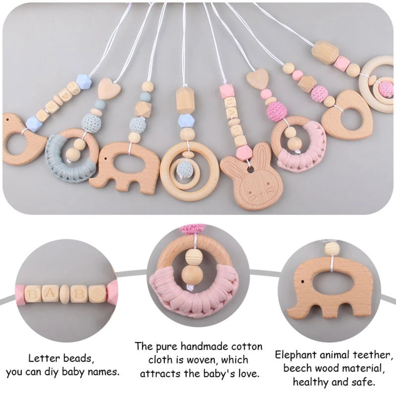 1 Set Baby Play Gym Frame Hanging Toys Crib Stroller Mobile Rattle Wooden Rattle Toys for Newborn Fitness Rack Educational Toy