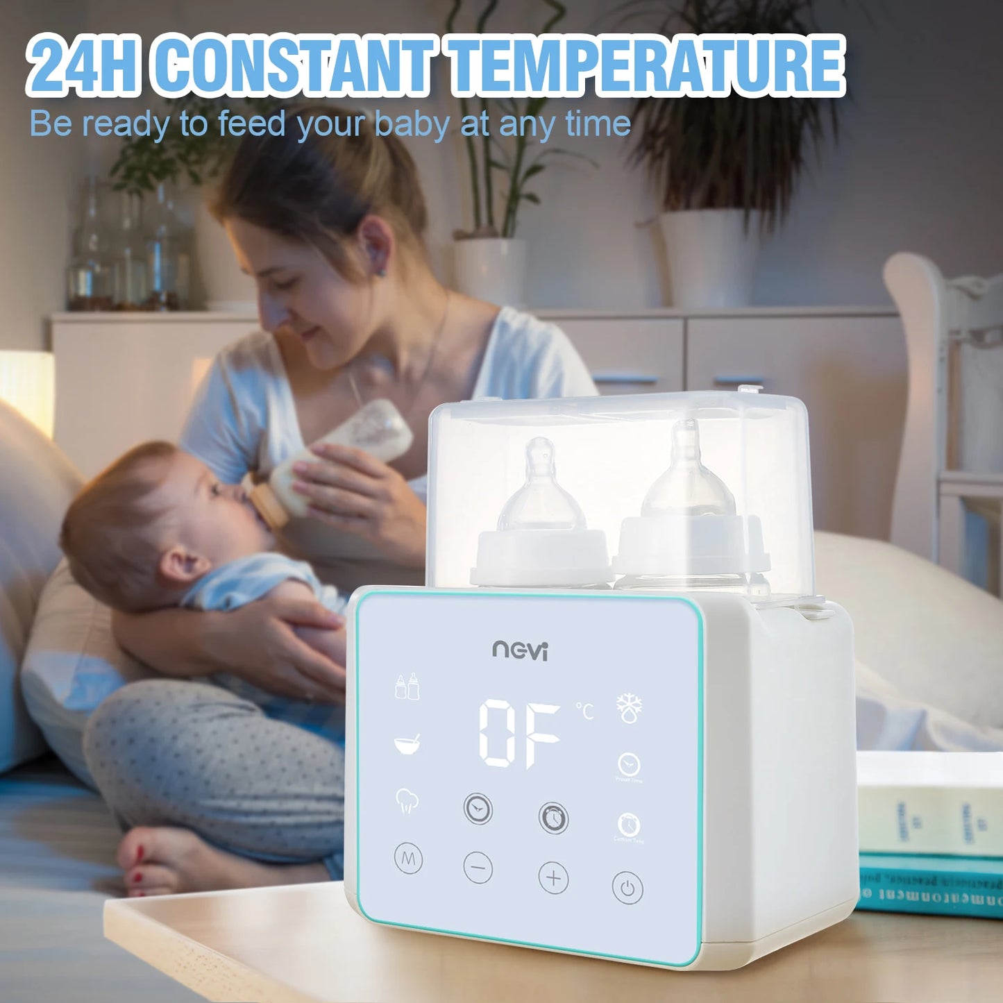 Baby Bottle Warmer & Bottle Sterilizer, Double Bottle Warmer for Breast Milk, LCD Display Accurate Temperature Control