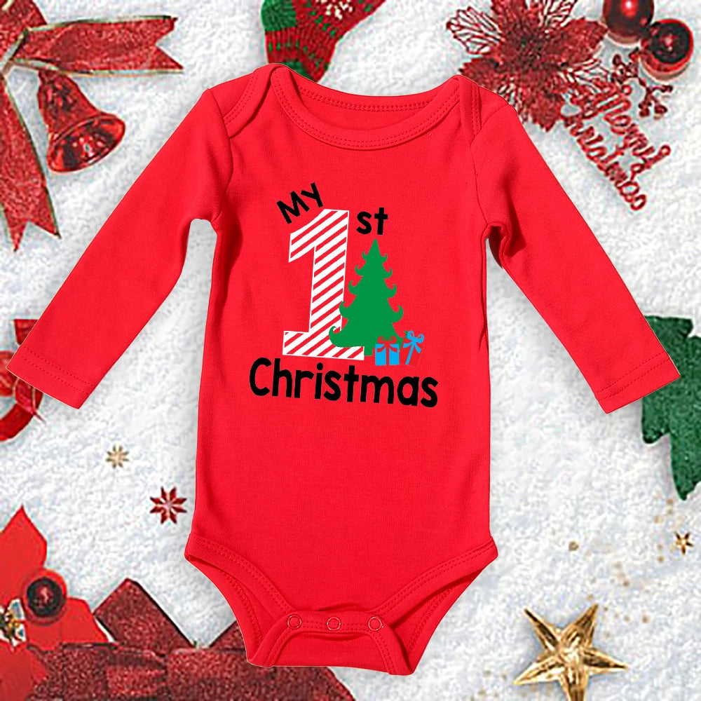 My First Christmas New Born Baby Bodysuits Clothes Ropa Toddler Girl Red Long Short Romper Jumpsuit Outfit Christmas Gifts