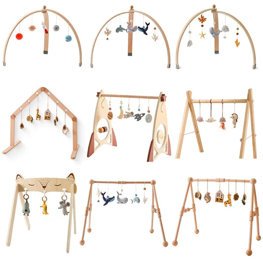 1Set Play Gym Frame Baby Activity Wooden Fitness Frames Play Gym Mobile Baby Room Decoration Newborn Baby Accessories Rattle Toy