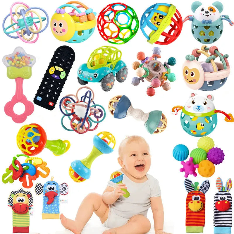 Baby Toys 6 12 Months Sensory Rattles Teether Activity Hand Ball Toy Newborn Early Development Teething Rattle Toys for Babies