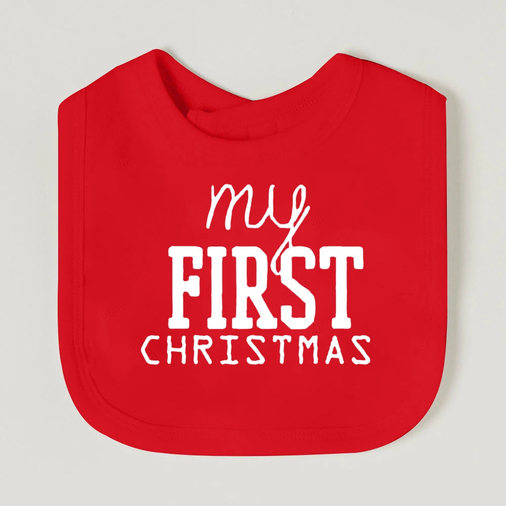 My First Christmas Baby Bib Bibs Christmas Vibes Newborn Red Cotton Saliva Towel Xmas Party Bib Holiday Shower Gift for Infant