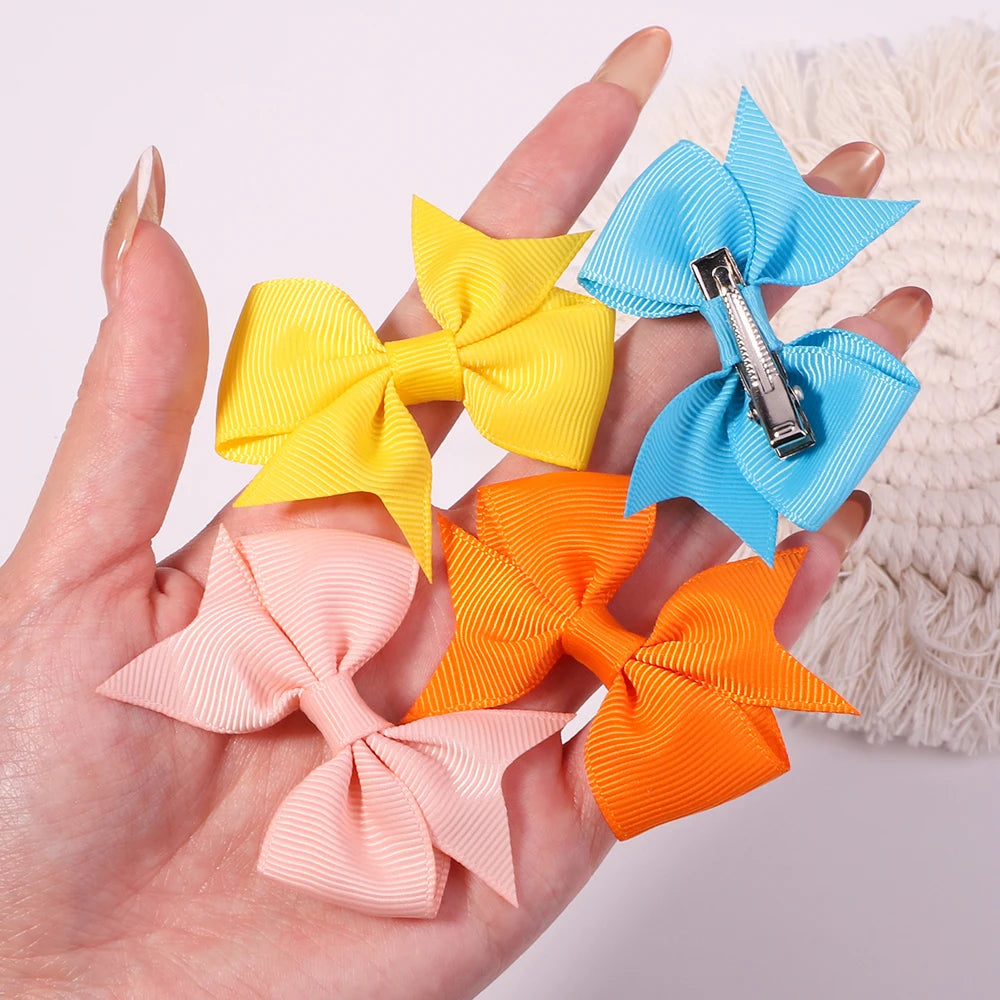 10/20Pcs Grosgrain Ribbon Bowknot Hair Clips For Cute Girls Colorful Bows Clip Hairpin Barrettes Headwear Baby Hair Accessories