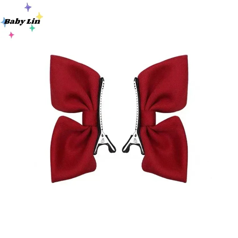 2 Pcs/Set 5cm Korean Children Bow Headdress Hair Clips Girls Cute Barrettes Card Issuance Side Hairpins Fashion Accessories