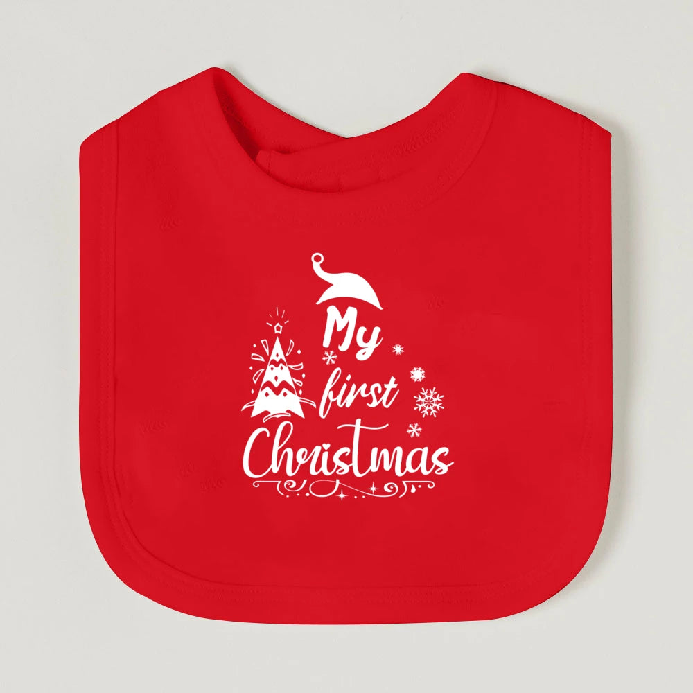 My First Christmas Baby Bib Bibs Christmas Vibes Newborn Red Cotton Saliva Towel Xmas Party Bib Holiday Shower Gift for Infant